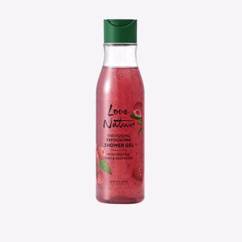 Love Nature Energising Exfoliating Shower Gel with Organic Mint & Raspberry 250ml