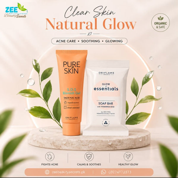 Glow Essential Soap & SOS blemish gel for all skin types