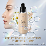 Illuskin Glow Reflective Foundation – 12 Hour Long Lasting Natural Glow | Sweat & Transfer Proof