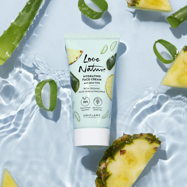 Love Nature Hydrating Face Cream with Organic Aloe Vera and Pineapple all Skin Types